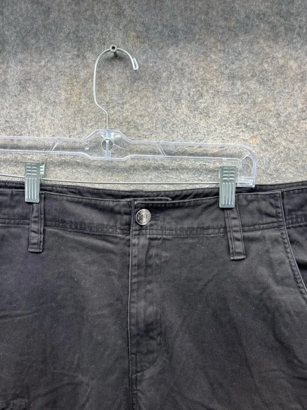 True Religion Shorts Men 38 Black Cargo Flat Front Canvas Casual Pockets Cotton